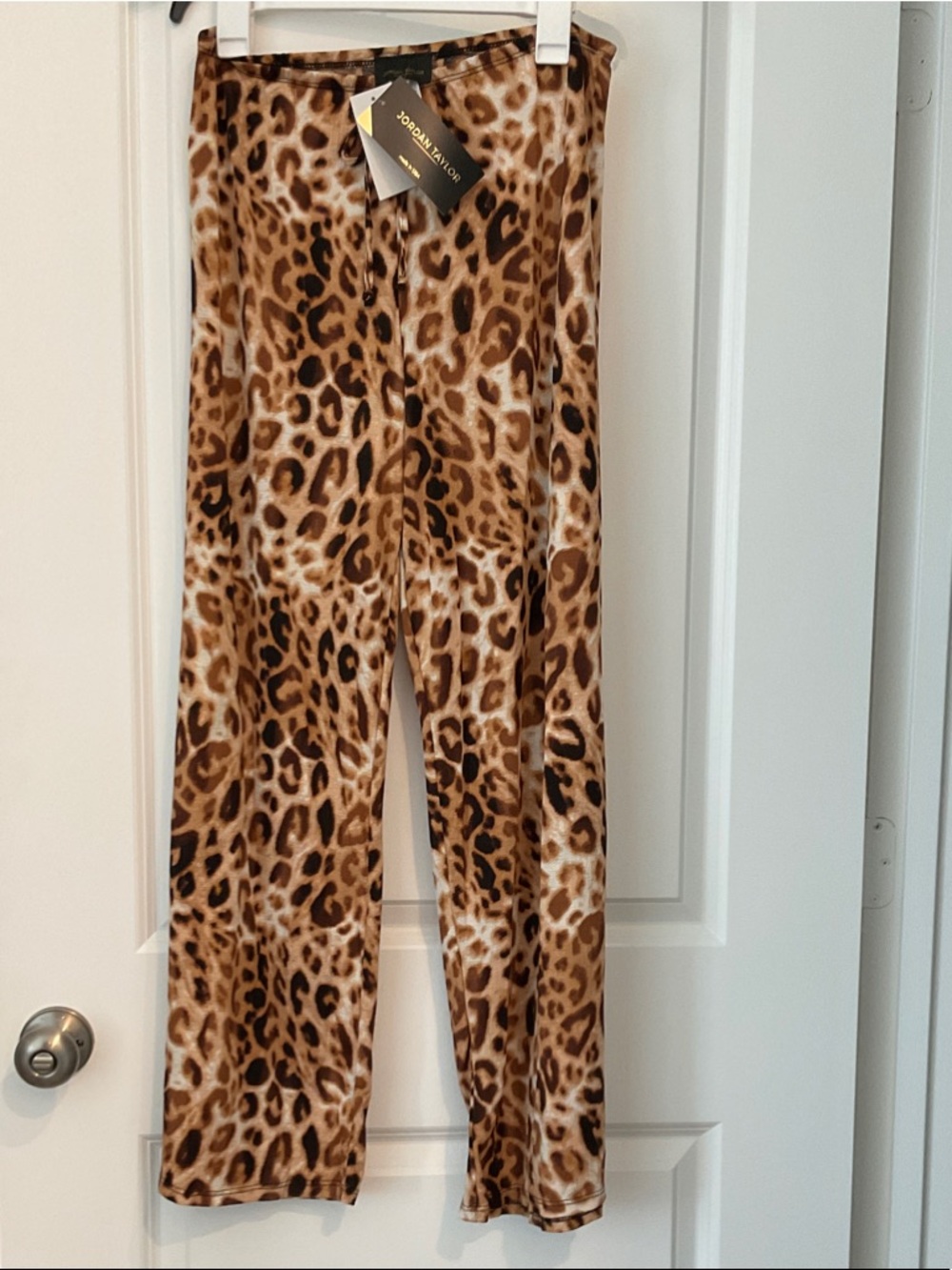 Jordan Taylor Leopard Print Swim Coverup Pants in Brown and Tan